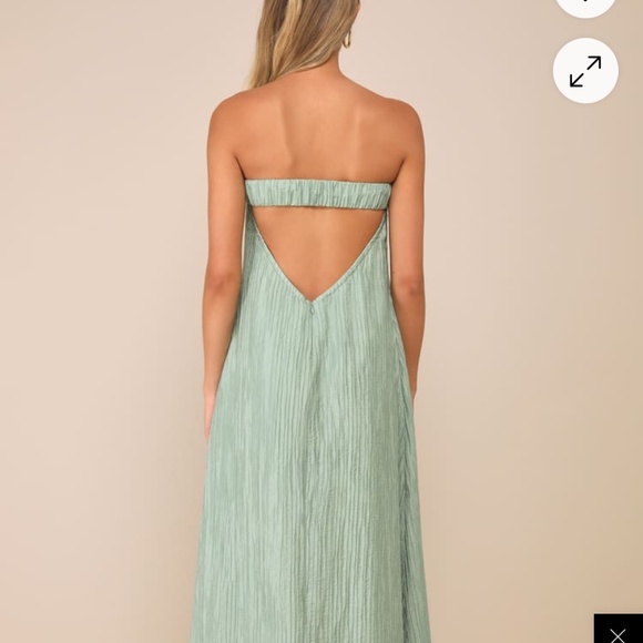Radiant Season Sage Green Plisse Cutout Strapless Maxi Dress - Picture 2 of 5